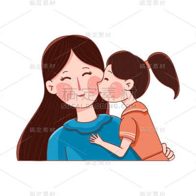 卡通感母亲节母女元素贴纸