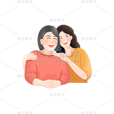 卡通感母亲节母女元素贴纸