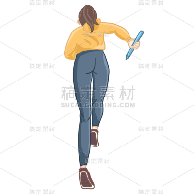 卡通感高考女生元素贴纸