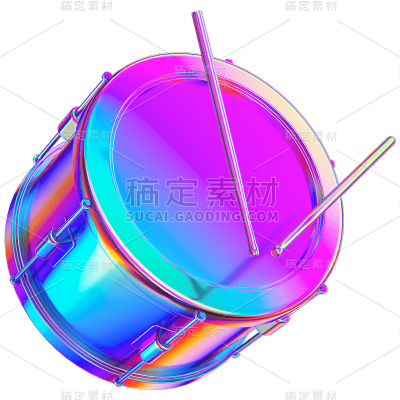 C4D-3D酸性风乐器元素-架子鼓2