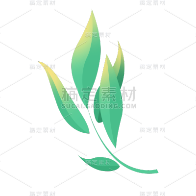 卡通感端午节叶子元素贴纸