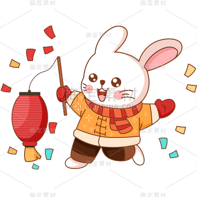 手绘描边-春节兔子元素5