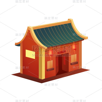 中国风春节房子元素贴纸