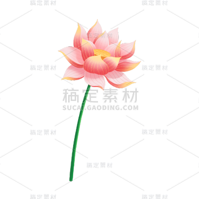 夏至莲花元素中国风贴纸