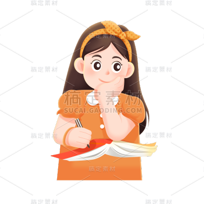 卡通感教育培训女生元素贴纸