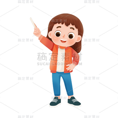 卡通感教育培训行业女孩元素贴纸