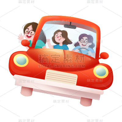 卡通感开学季开车元素贴纸