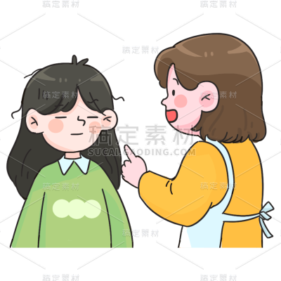 卡通感母亲节母女元素贴纸