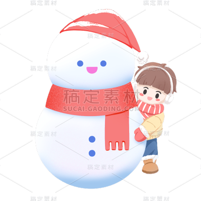 手绘冬天雪人元素贴纸