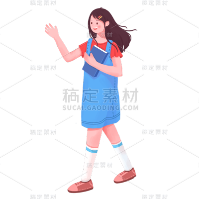 卡通感教育女生培训元素贴纸