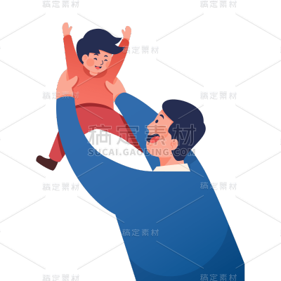 父亲节通用插画人物元素