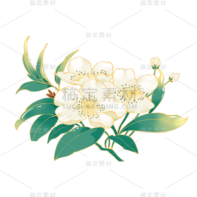卡通感鲜花元素贴纸