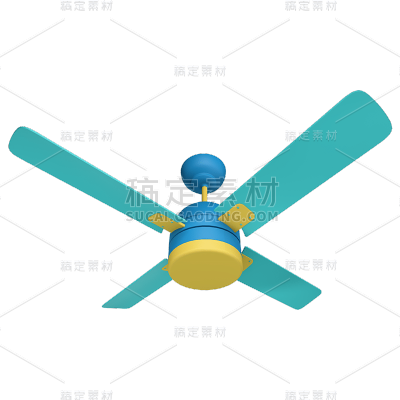 C4D-家居生活摆件贴纸-电风扇
