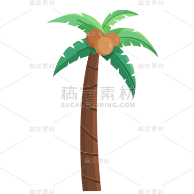 卡通感文体娱乐椰子树元素 