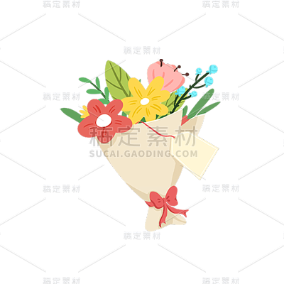 卡通感母亲节花元素贴纸