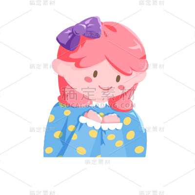 卡通感儿童节女生元素贴纸