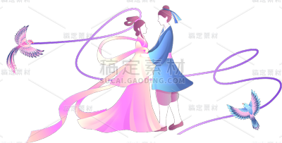 常规通用七夕牛郎织女鹊桥模板元素素材