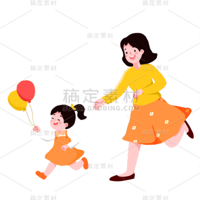 卡通感教育行业母女元素贴纸
