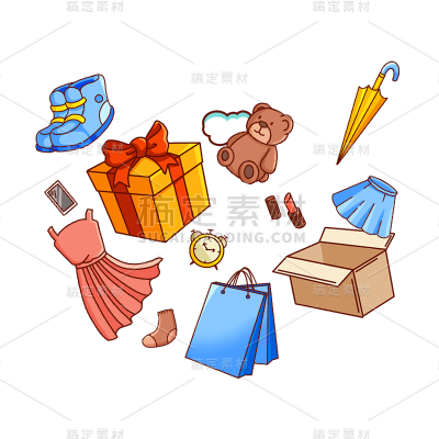 卡通感生活用品元素贴纸
