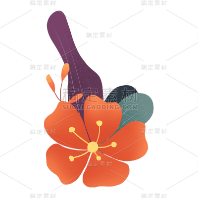 卡通感鲜花元素贴纸