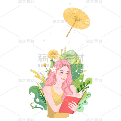 手绘女生元素贴纸