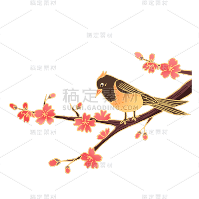 中国风鸟元素贴纸