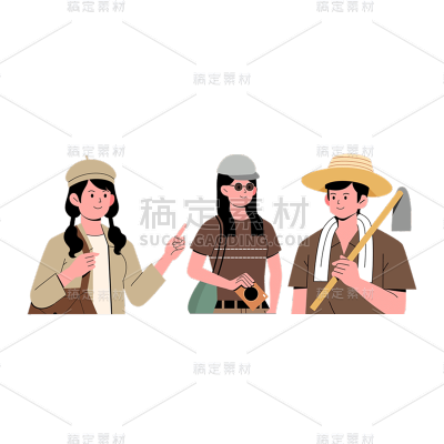 卡通感劳动节人物元素贴纸