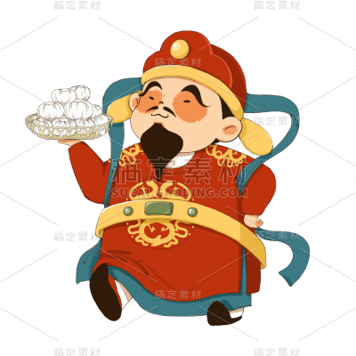 中国风小年财神爷元素贴纸