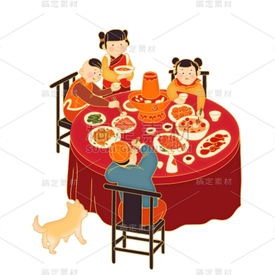 中国风春节女孩元素贴纸