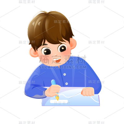 卡通感教育培训男孩元素贴纸