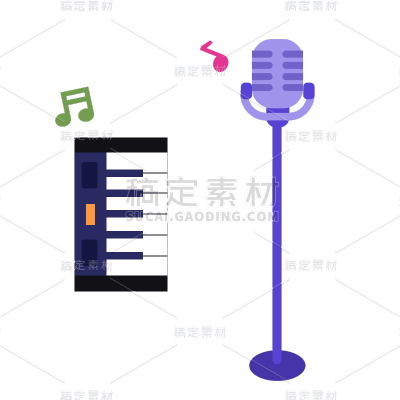 卡通感春节麦克风元素贴纸