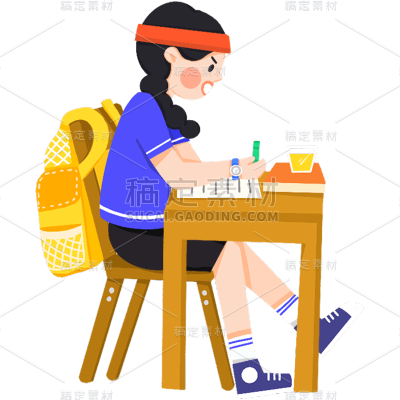 卡通感高考女生元素贴纸