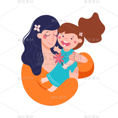 卡通感母亲节母女元素贴纸