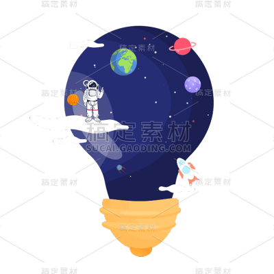 卡通感世界地球日灯泡元素贴纸