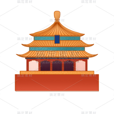 中国风国庆节塔元素贴纸