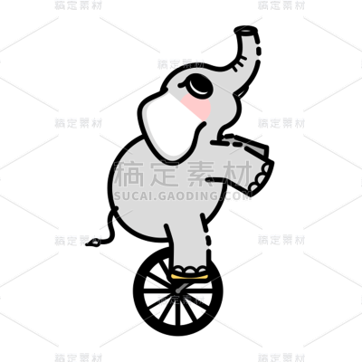 卡通感愚人节大象元素贴纸