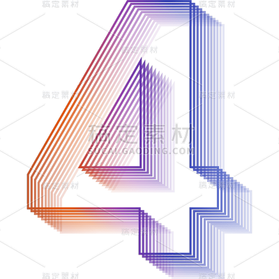 扁平渐变-商务科技风线条数字元素-4