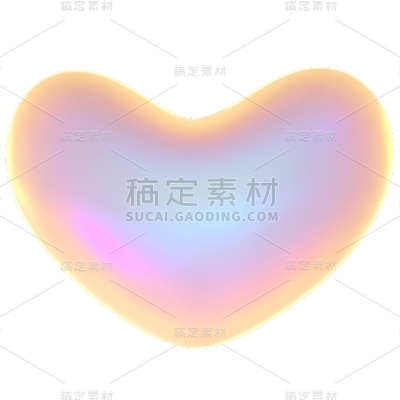 C4D紫色半透明爱心酸性设计元素贴纸