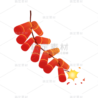 卡通感春节鞭炮元素贴纸