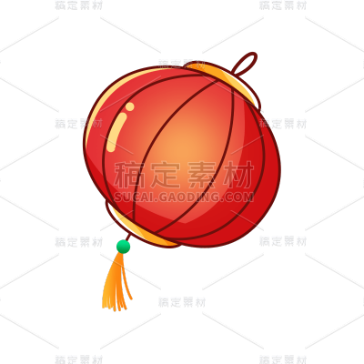 卡通感春节灯笼元素贴纸