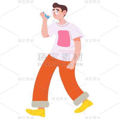 扁平风世界哮喘日人物插画-SVG7