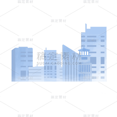 卡通感青年节大楼元素贴纸