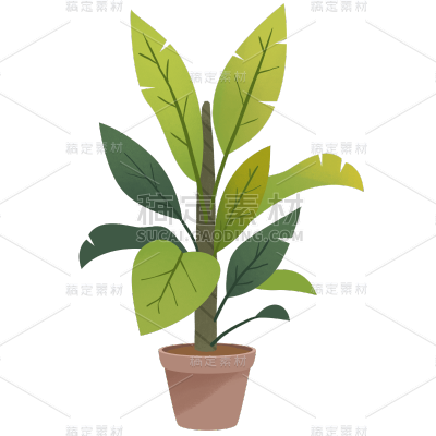 手绘植物盆栽家居元素