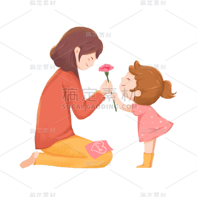 卡通感母亲节母女元素贴纸
