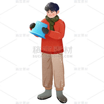文艺冬天男性元素贴纸