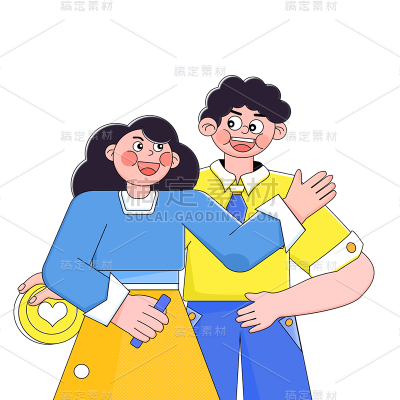 卡通感情人节情侣元素贴纸