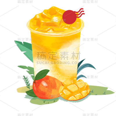 手绘肌理-芒果汁元素贴纸
