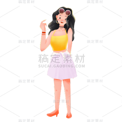 卡通感女人元素贴纸