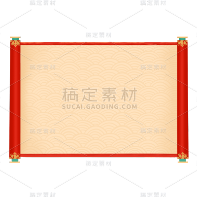 中国风春节卷轴元素贴纸