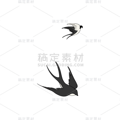 卡通感燕子元素贴纸